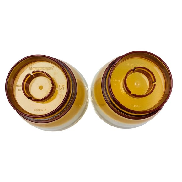 Vintage Tupperware Amber Glasses 3.5" Set Of 2 MCM Retro 70s 80s Kitchen Decor - Picture 4 of 5